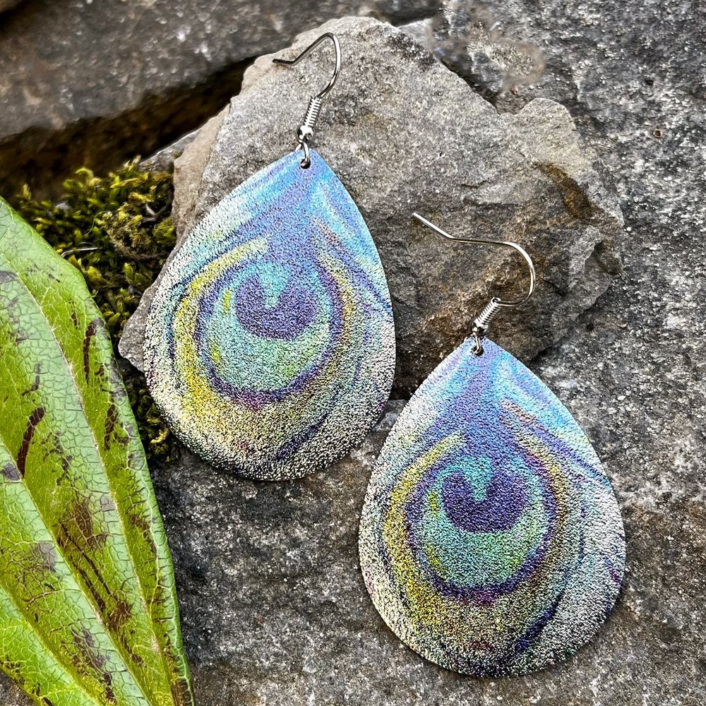 Peacock Teardrop Earrings - Picture 4 of 5